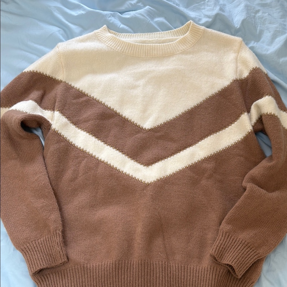 Brown and Cream Chevron Sweater